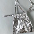 DRAWSTRING BAG WITH STRAP XS / metal