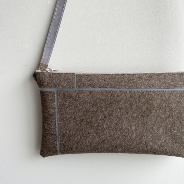 LUISA CEVESE RIEDIZIONI LONG POCKET WITH STRAP / WOOL FELT /TAUPE