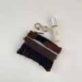 COIN PURSE / WOOL FRINGES / BLUE×RUSTY
