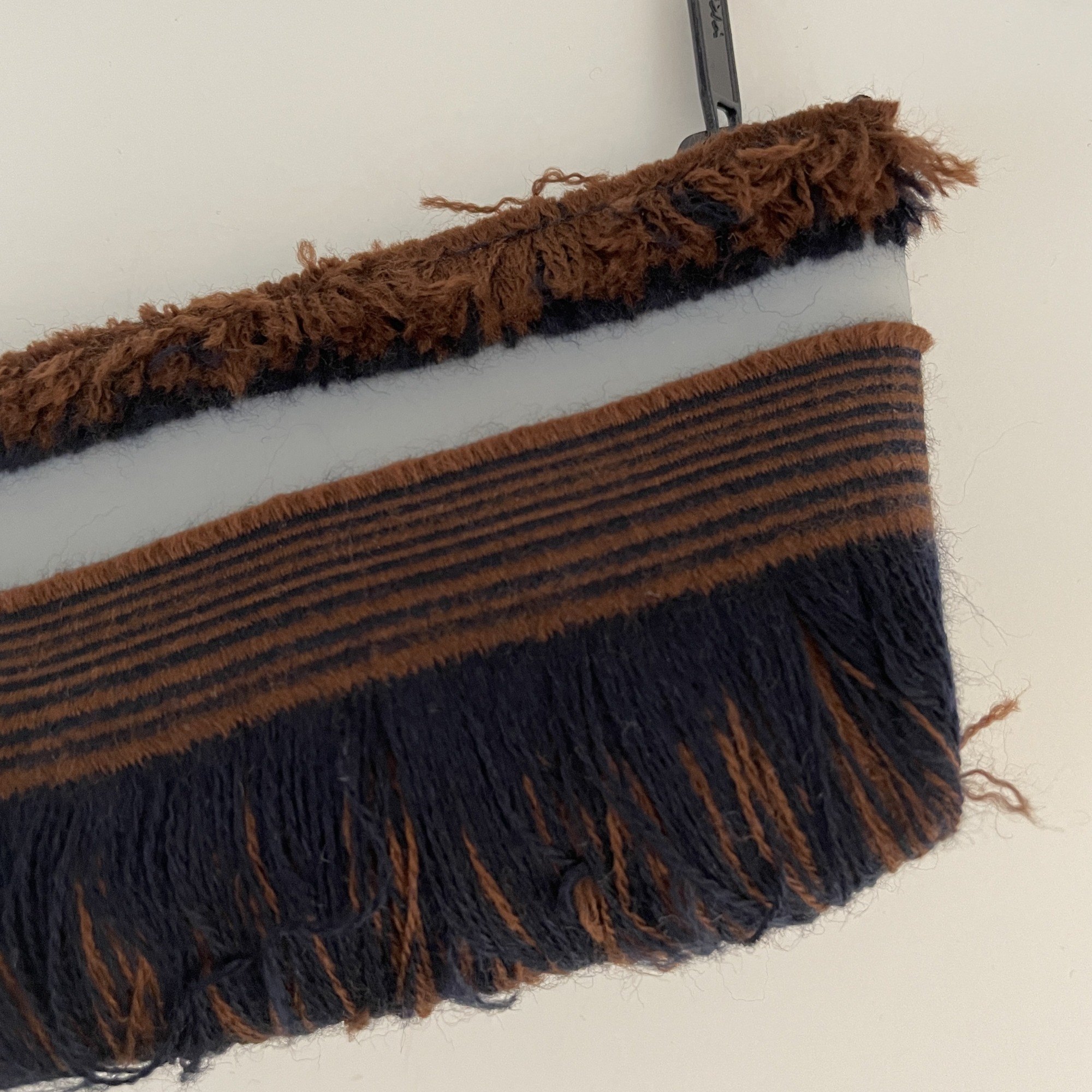 LUISA CEVESE RIEDIZIONI VERY VERY SMALL COSMETIC BAG / WOOL FRINGES / BLUE×RUSTY