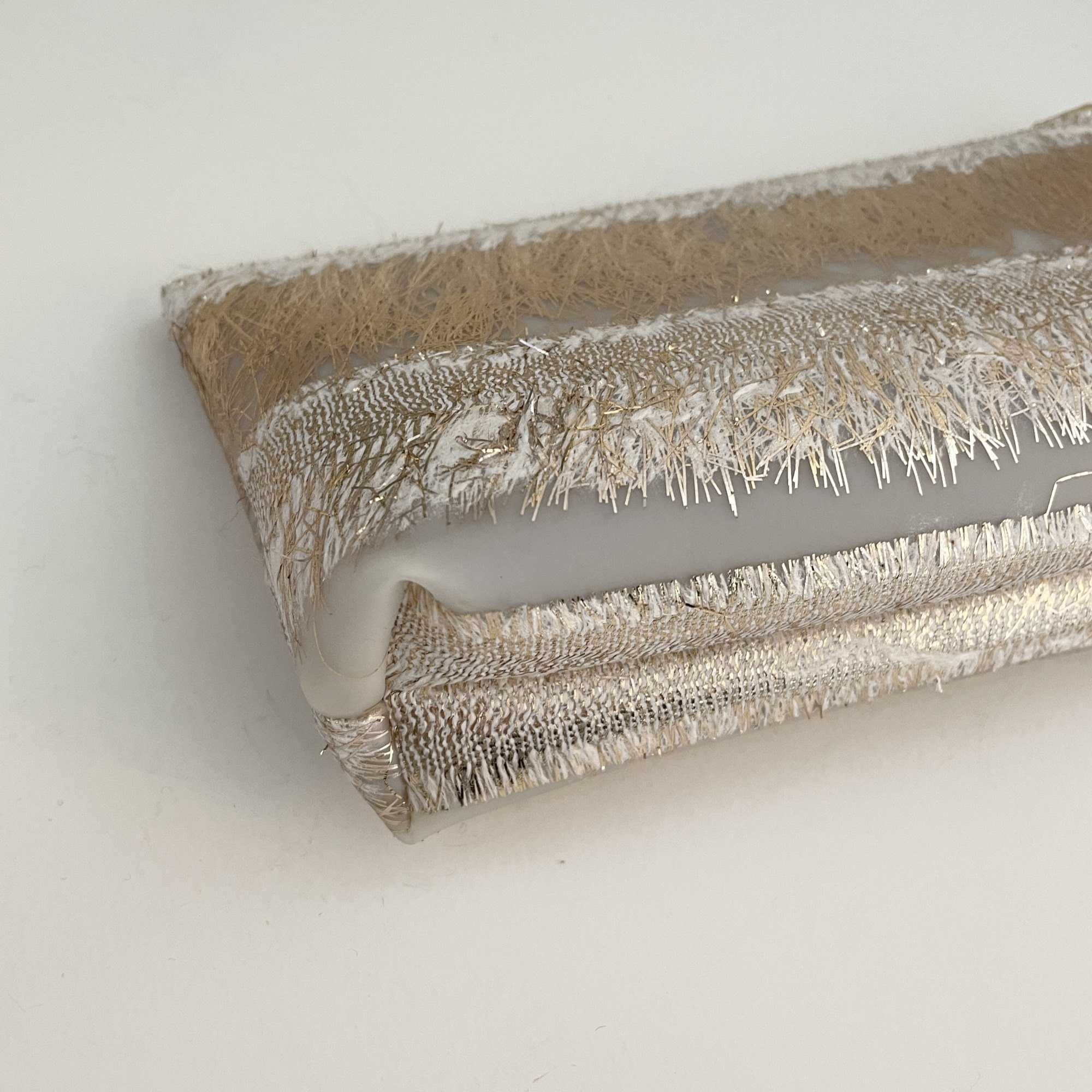 LUISA CEVESE RIEDIZIONI ＜SALE＞  VERY SMALL COSMETIC BAG / METALLIC FRINGES / IVORY×GOLD