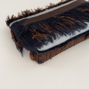 LUISA CEVESE RIEDIZIONI VERY SMALL COSMETIC BAG / WOOL FRINGES / BLUE×RUSTY