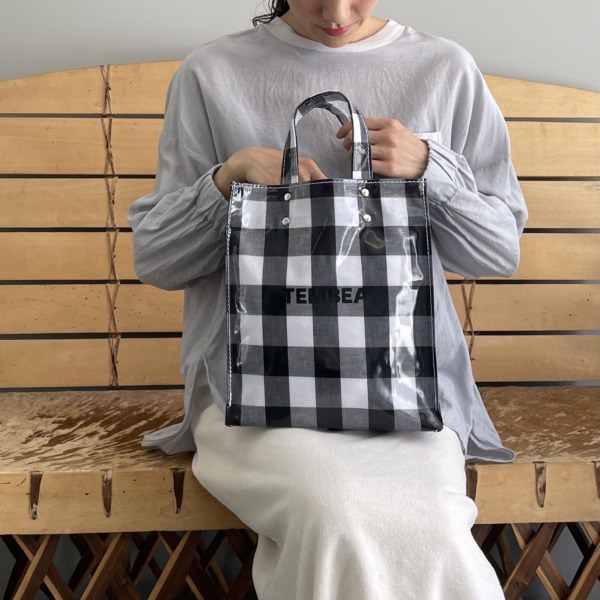 TEMBEA PAPER TOTE SMALL / GINGHAM BLACK LARGE