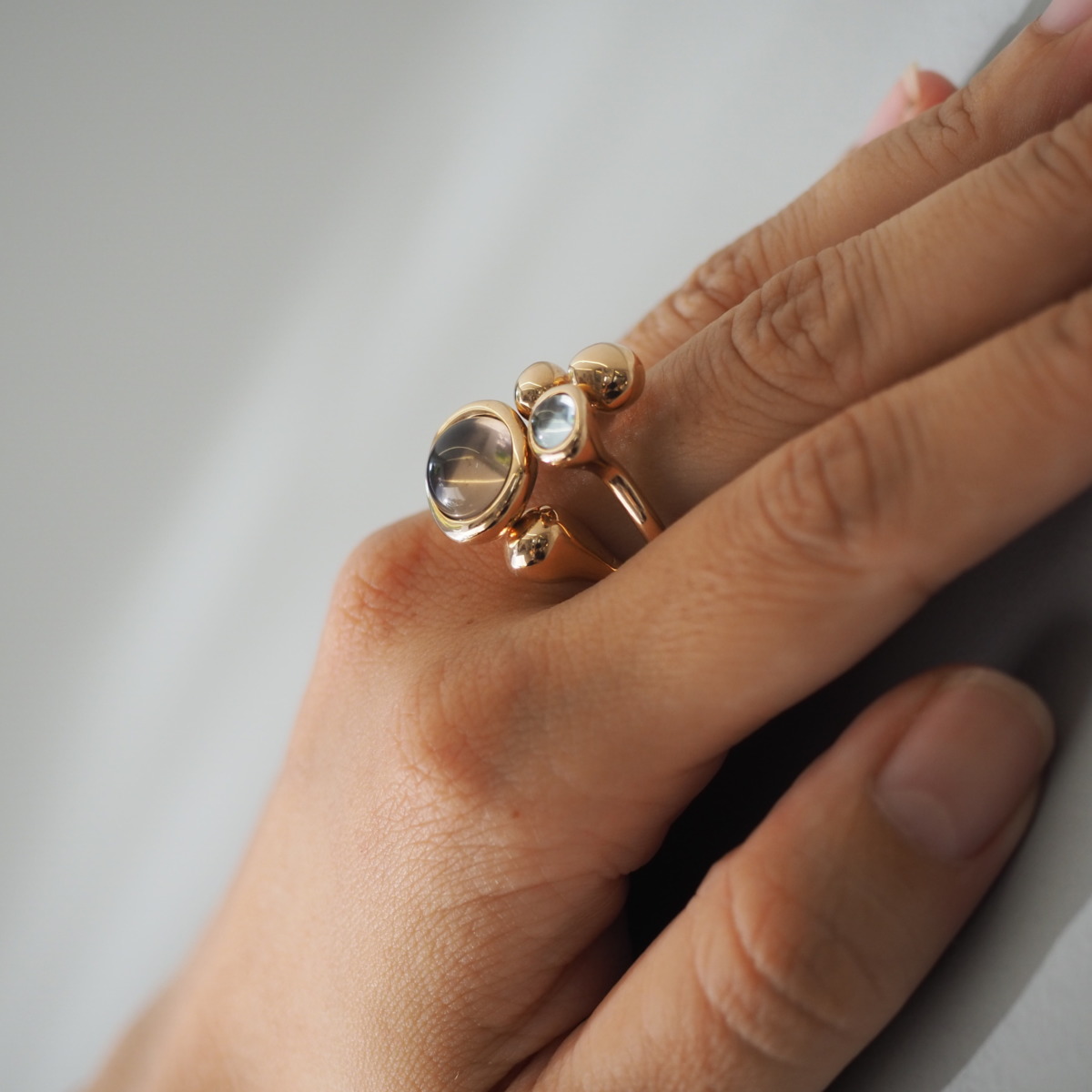 MONICA CASTIGLIONI AP-PISTILLI-04A / Bronze /  Smokyquartz , Blue topaz