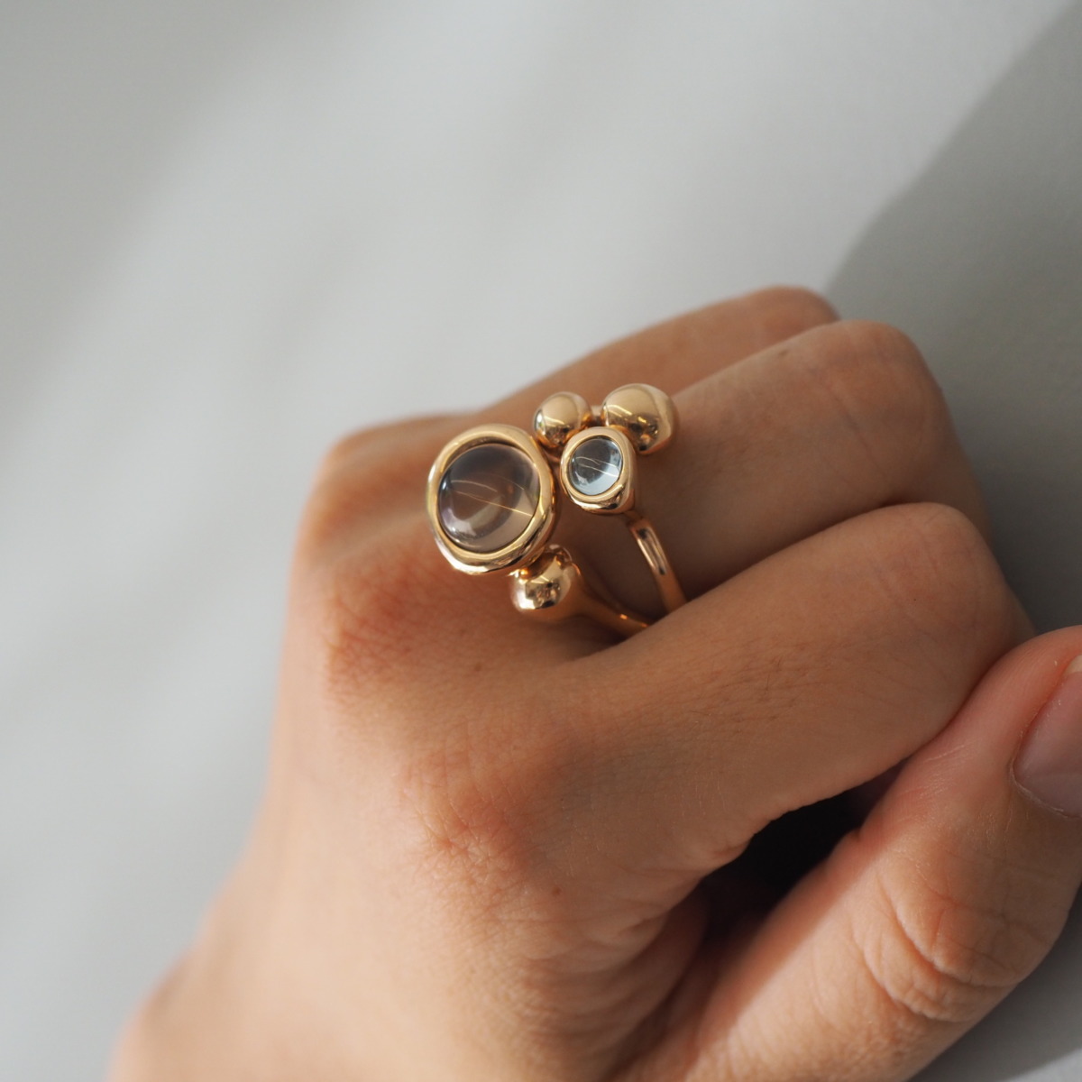 MONICA CASTIGLIONI AP-PISTILLI-04A / Bronze /  Smokyquartz , Blue topaz