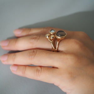 MONICA CASTIGLIONI AP-PISTILLI-04A / Bronze / Smokyquartz , Blue topaz