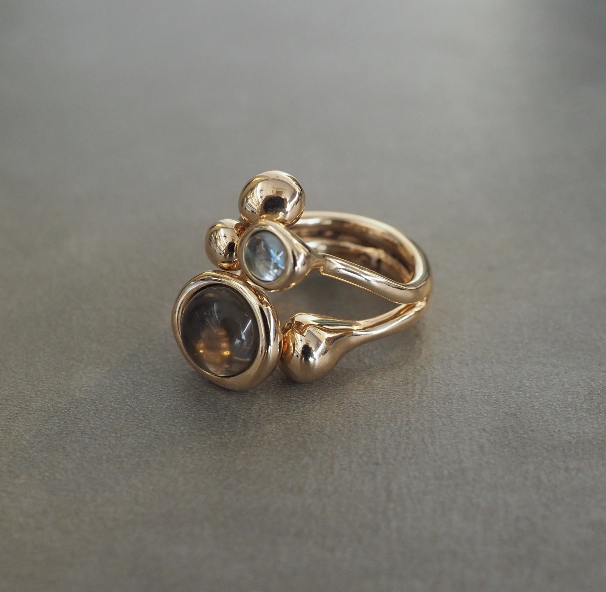 MONICA CASTIGLIONI AP-PISTILLI-04A / Bronze / Smokyquartz , Blue topaz